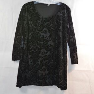 Black Burn't Out Velvet top SZ L Amanda Green